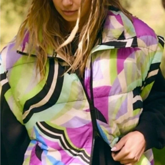 Free People Movement Kai-geo Super Berry Combo Women's Puffer Vest size S, NWT - Picture 1 of 5